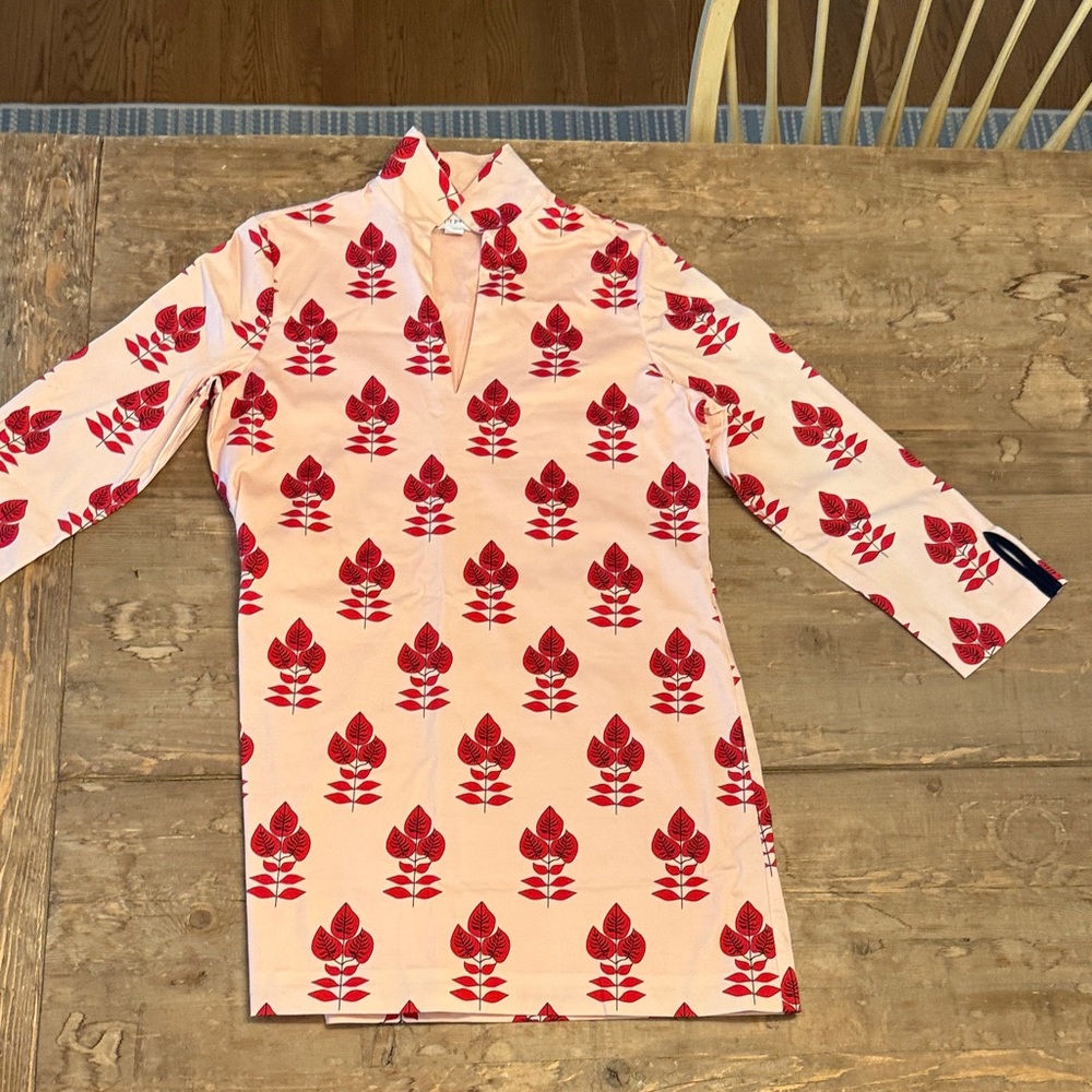 Petit Peony Red and Cream Floral Long Sleeve Dress